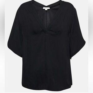 Vince Black Silk V-Neck Blouse